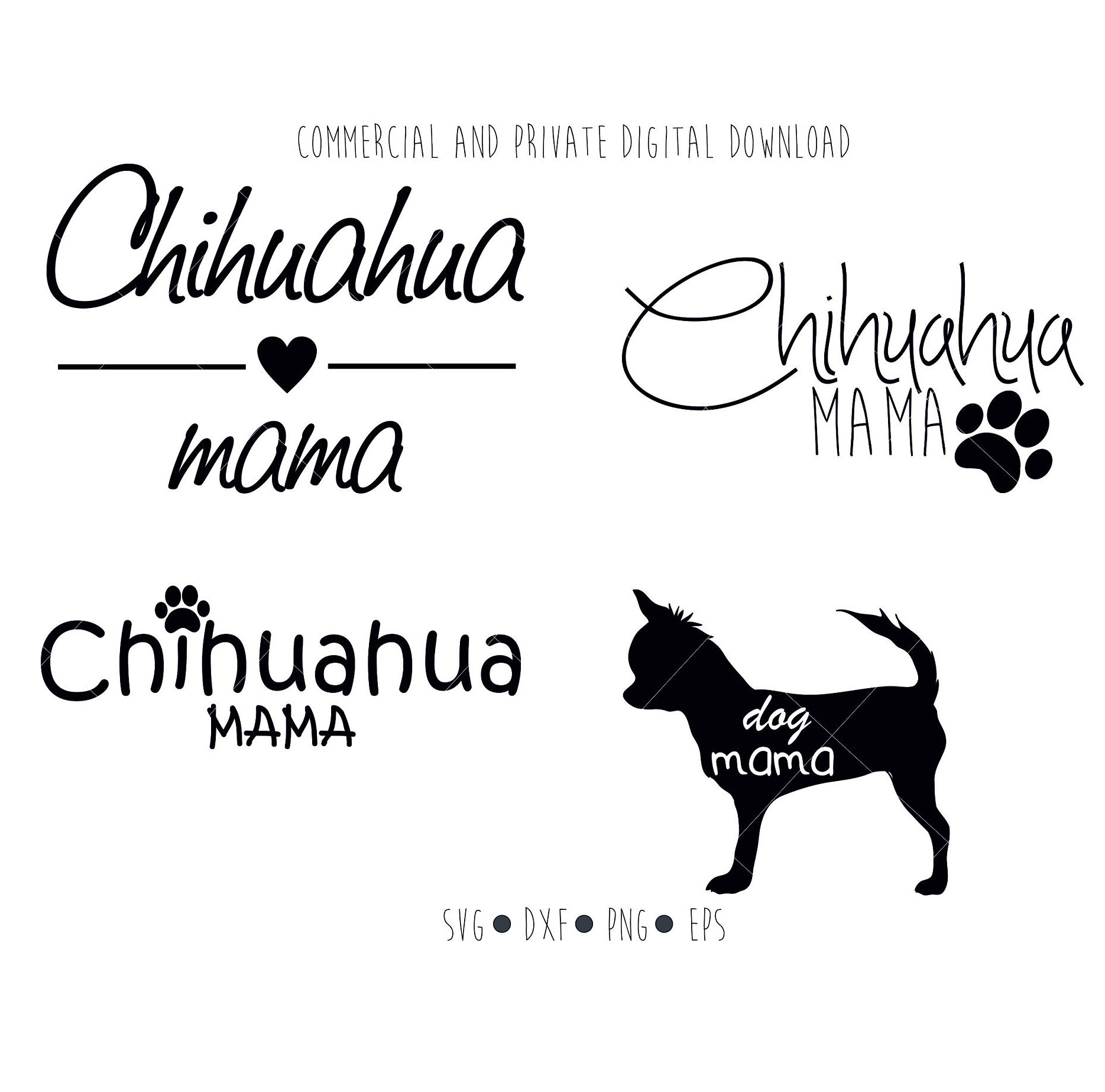 Mama digital file dog. Paw clipart chihuahua