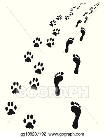 Vector illustration bare feet. Paw clipart dog leg