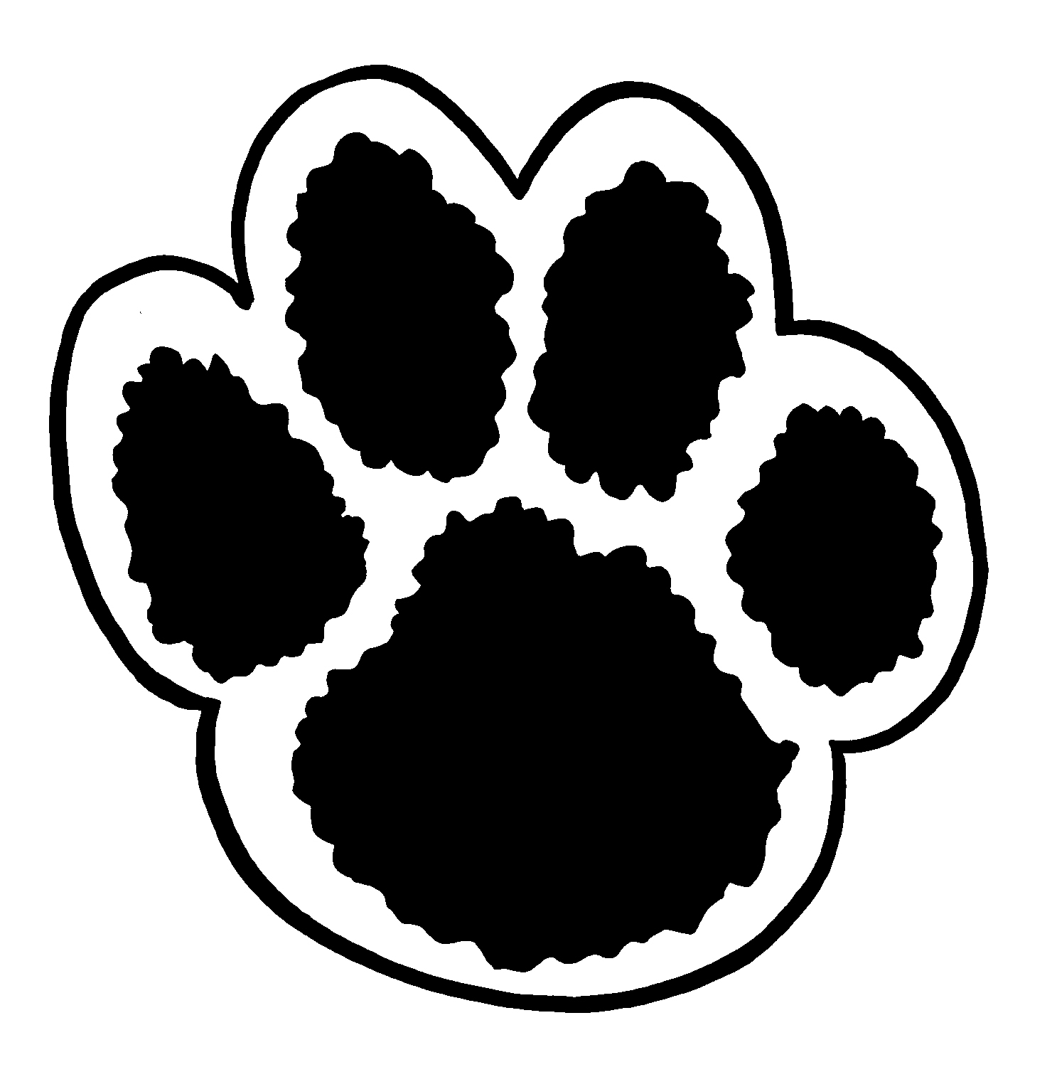 pawprint clipart black and white
