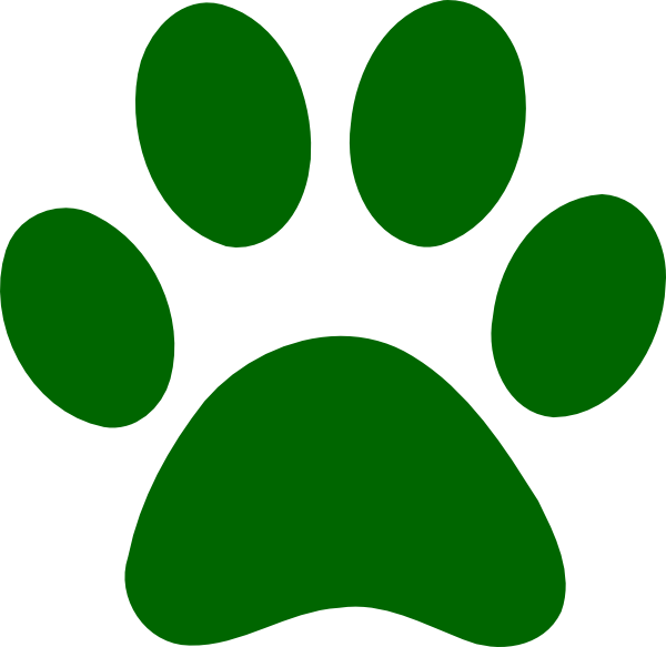 Green paw print clip. Wildcat clipart claw