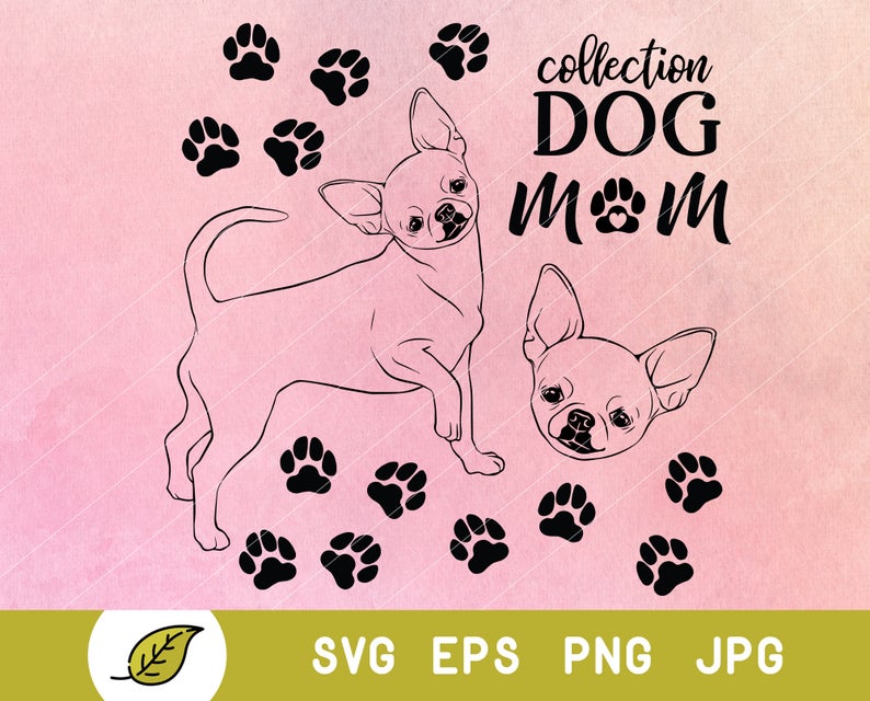Paws clipart chihuahua dog. Svg face mama paw