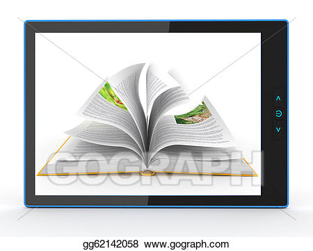 Pc clipart book computer. Stock illustration e reader