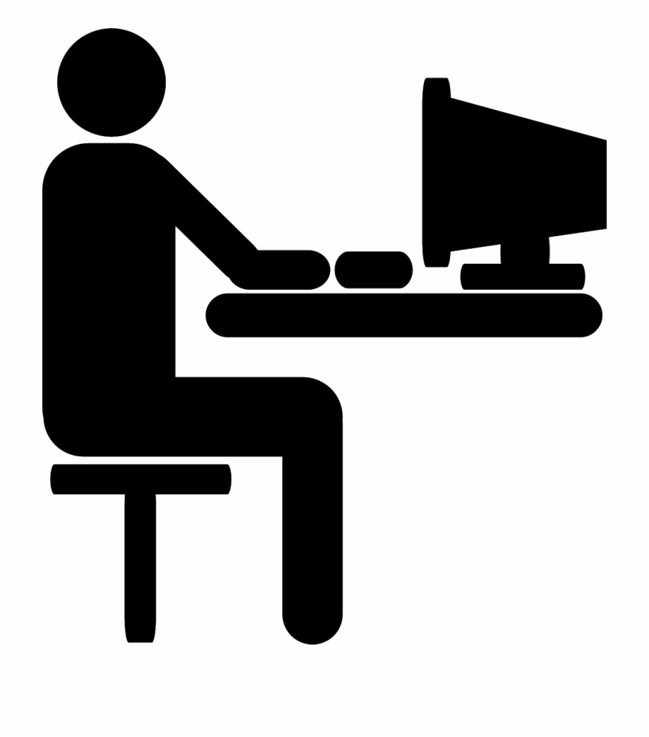 Computer office worker png. Pc clipart typing