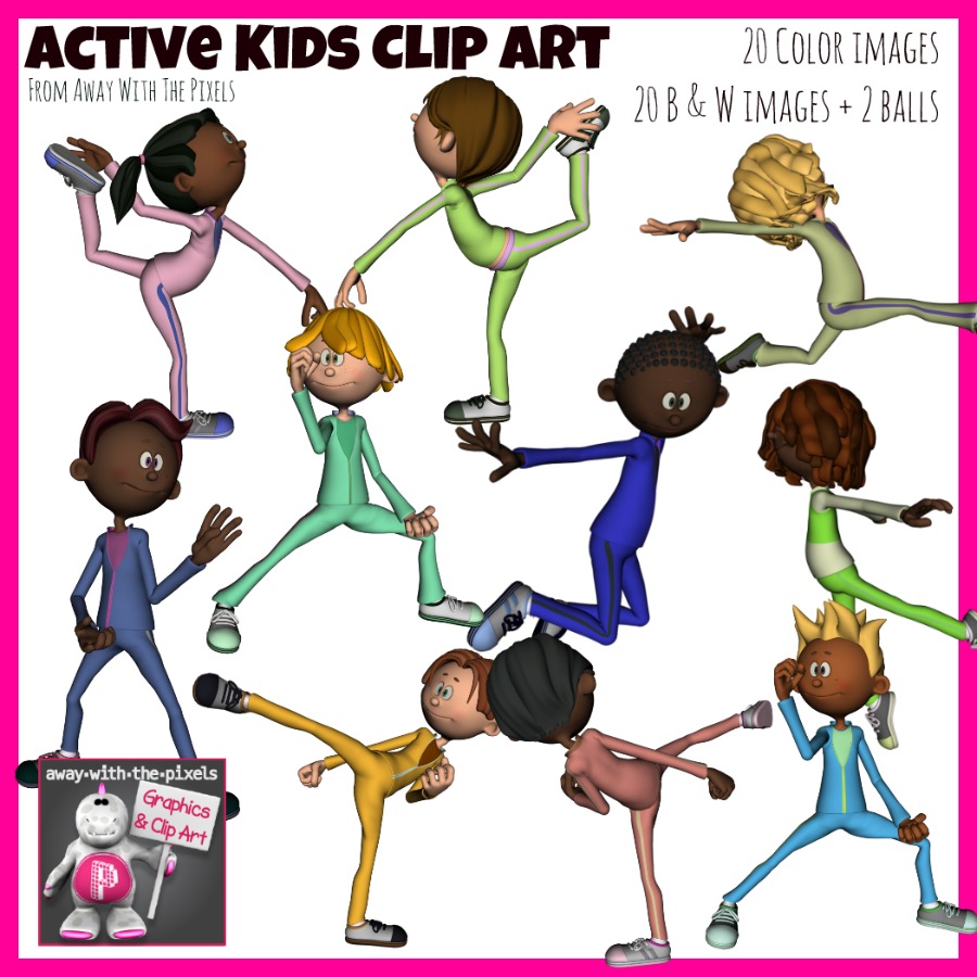 Pe clipart active. Kids for teachers color