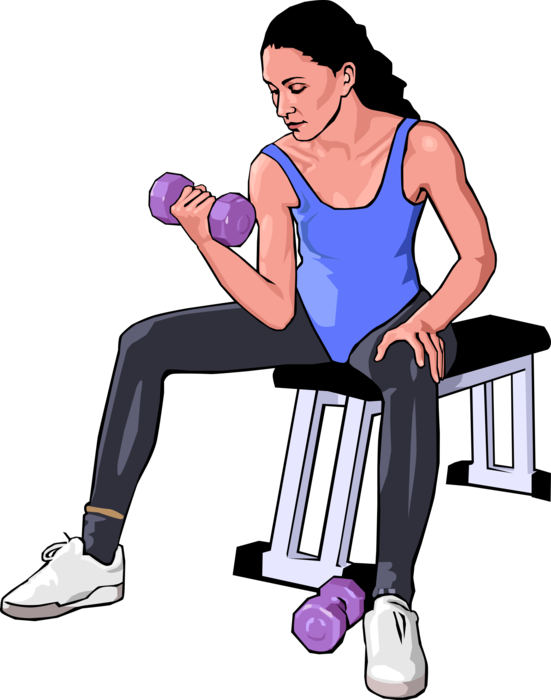 Physical fitness lifting dumbbells. Pe clipart regular exercise