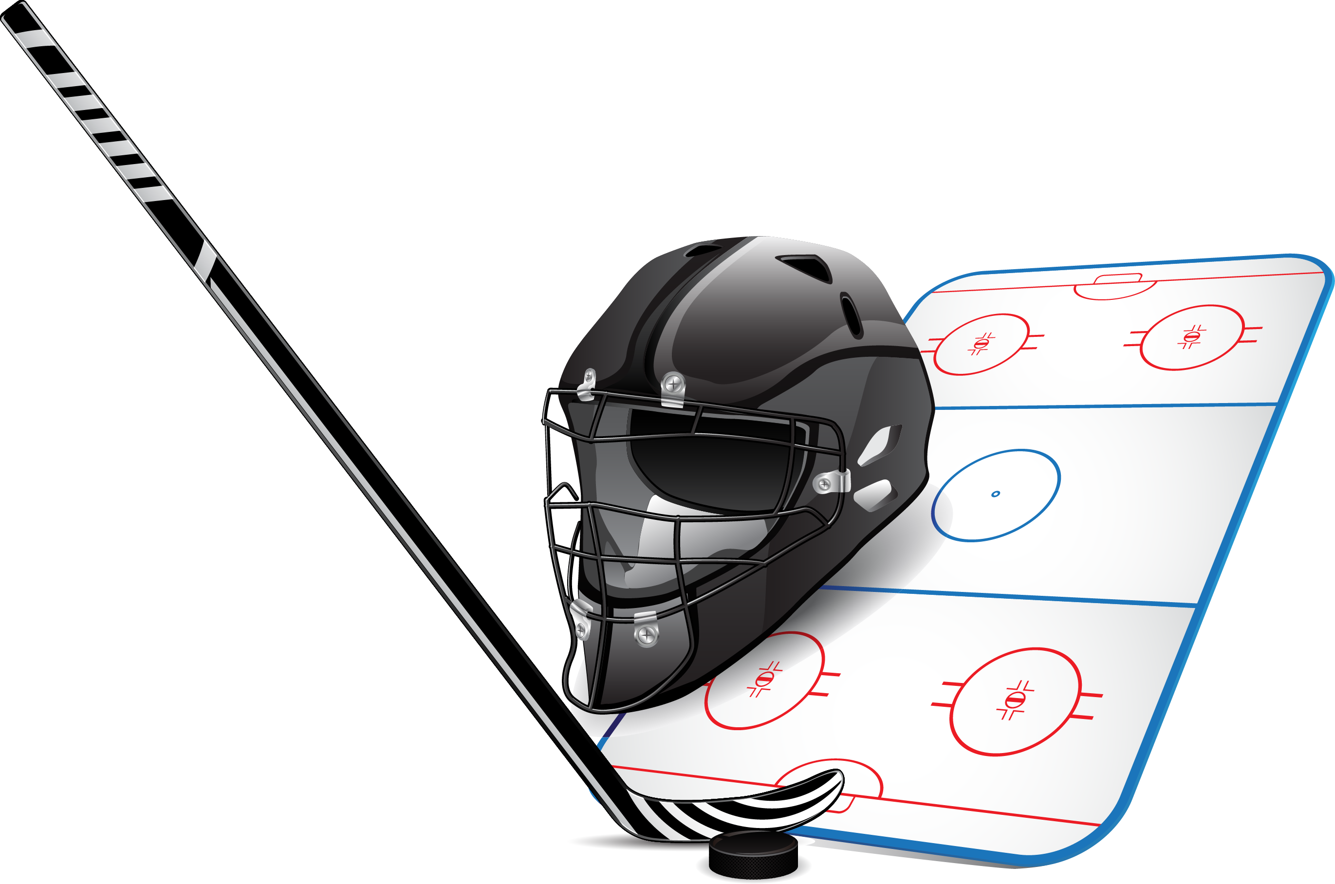 Hockey stick puck ice. 