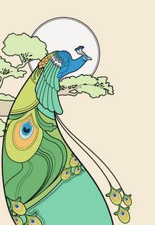 peacock clipart art deco