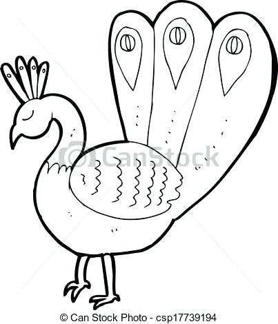 peacock clipart black and white