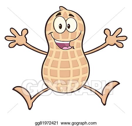 Peanut clipart happy. Eps illustration character jumping