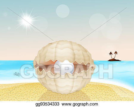 Stock illustration in the. Pearl clipart beach