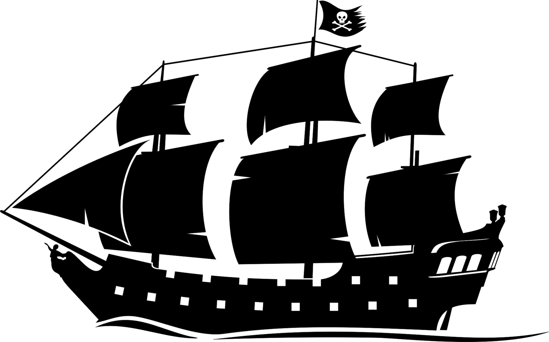 Pearl clipart black and white. Ship boat piracy clip