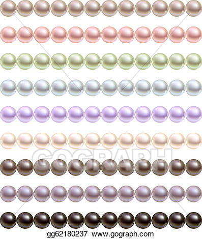 Vector art pearls necklace. Pearl clipart colorful