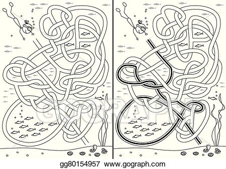 Pearl clipart pearl diving. Vector art maze eps