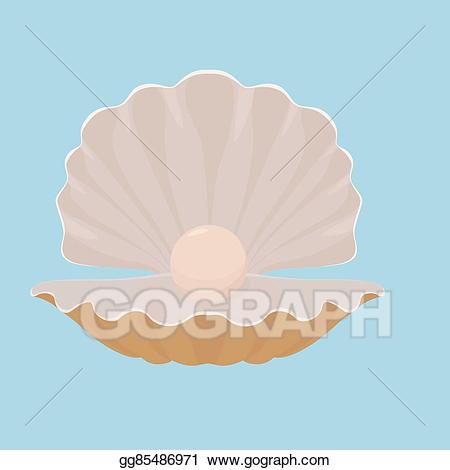 Vector stock seashell with. Pearl clipart scallop