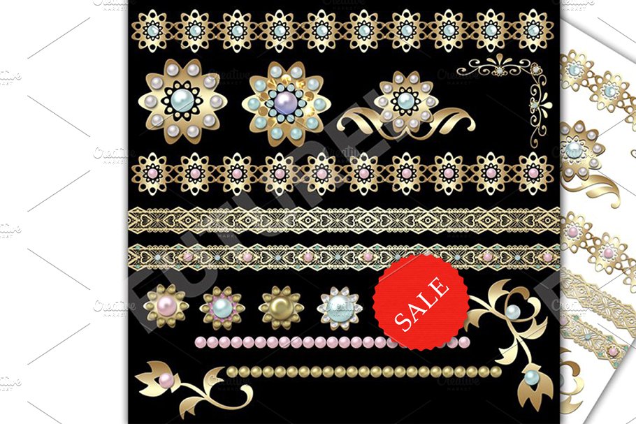 pearls clipart gold
