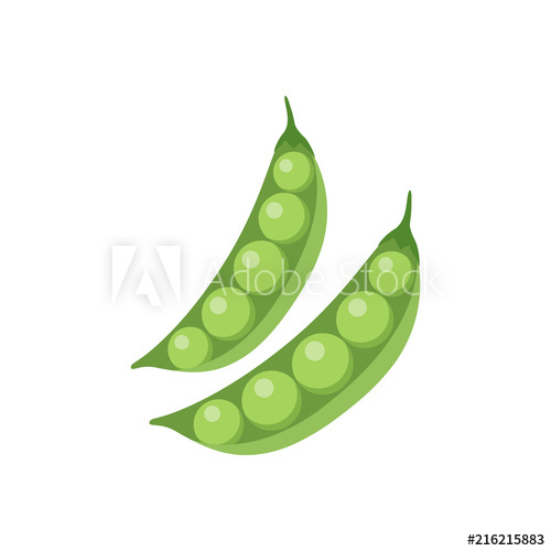 Colorful cartoon vector illustration. Peas clipart cooked