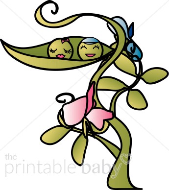 Girl and boy in. Peas clipart large