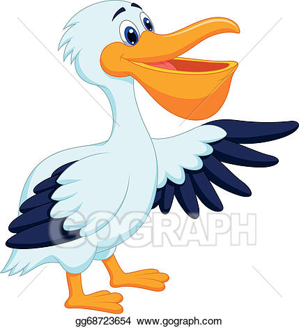 Vector illustration bird cartoon. Pelican clipart clip art