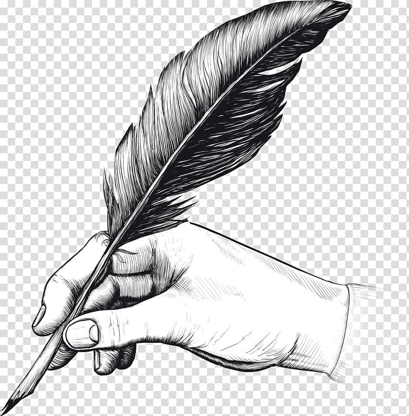 Quill fountain drawing writing. Pen clipart illustration