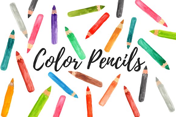 pencils clipart watercolor