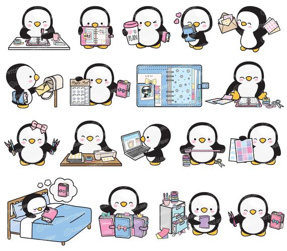 Premium vector cute planner. Penguin clipart kawaii