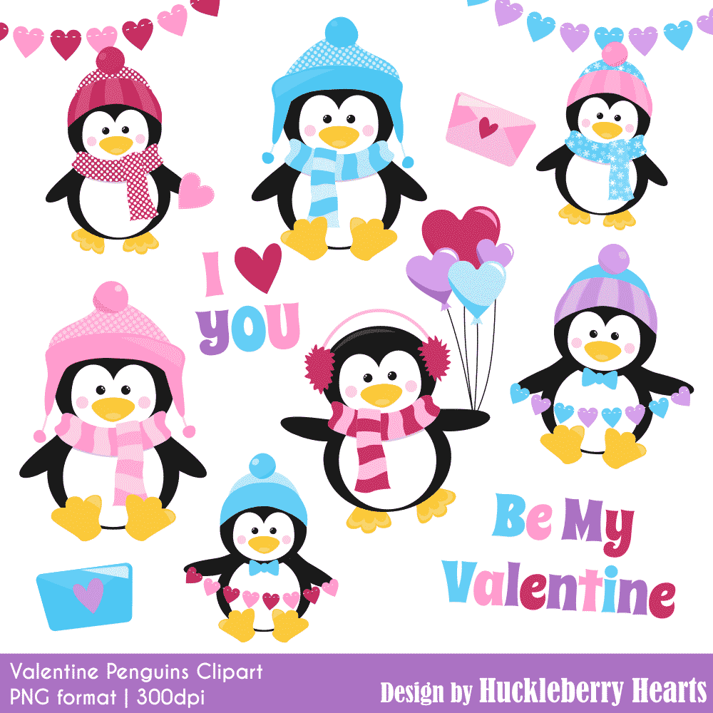 penguin clipart valentine