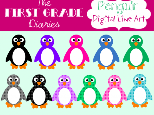 penguins clipart colored