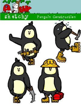 penguins clipart construction
