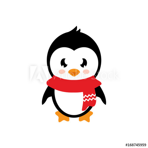 Cartoon penguin with buy. Penguins clipart scarf