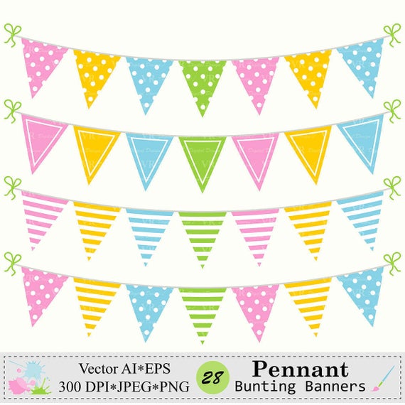 Banners clip art birthday. Pennant clipart bunting