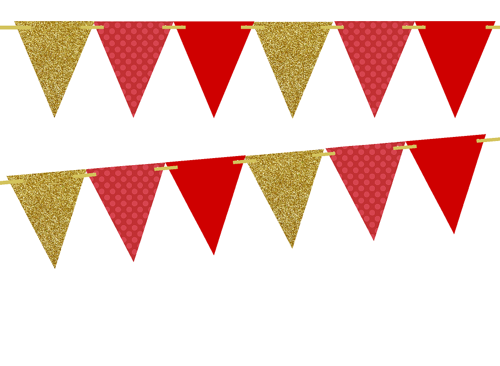Pennant clipart gold. Glitter large red dots