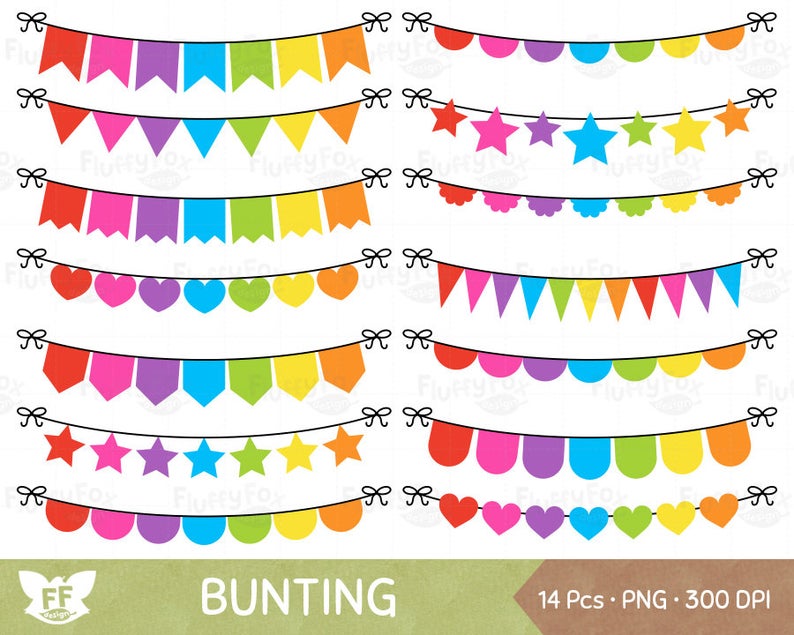 Rainbow bunting flag clip. Pennant clipart party banner