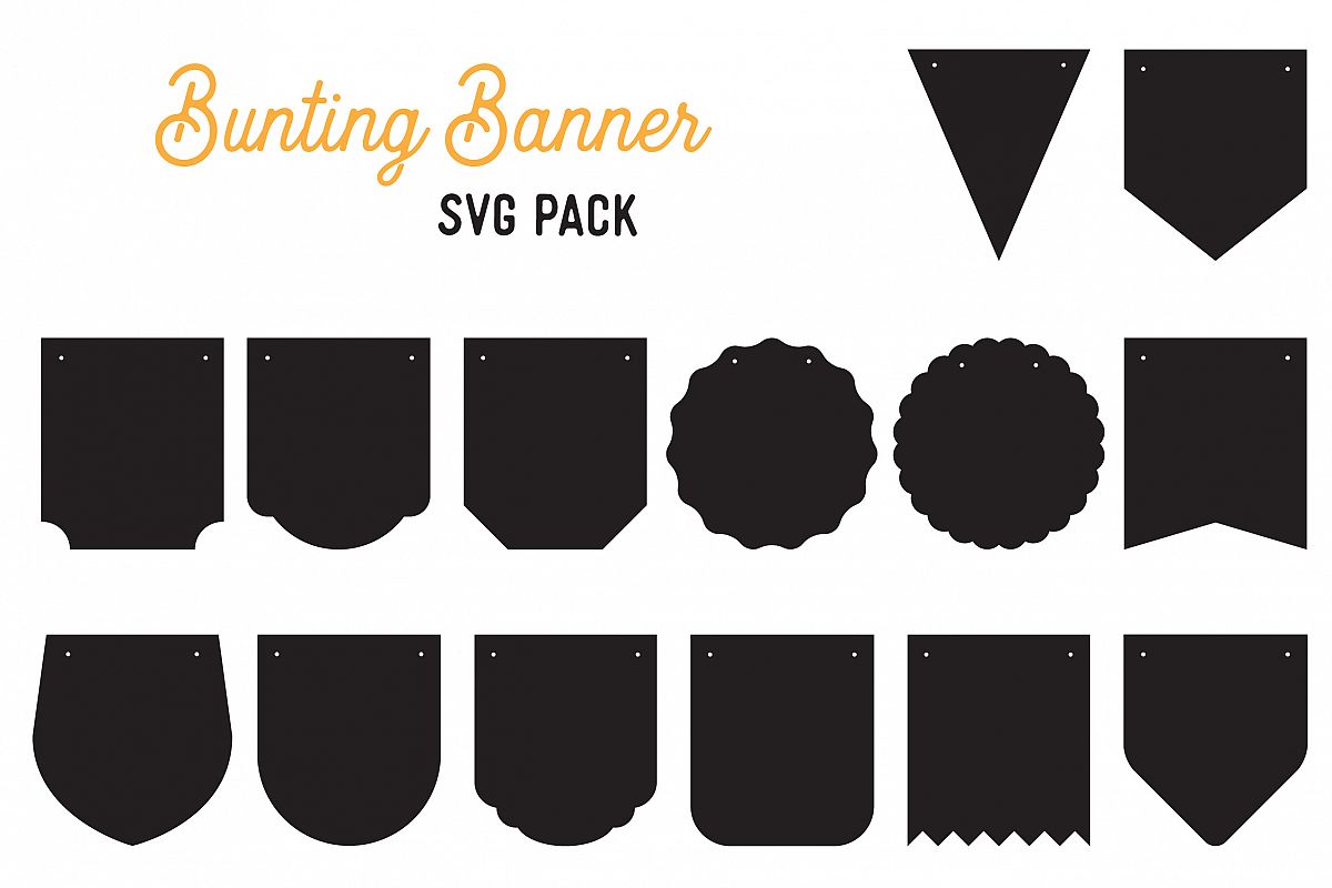 Bunting pack cut file. Pennant clipart svg