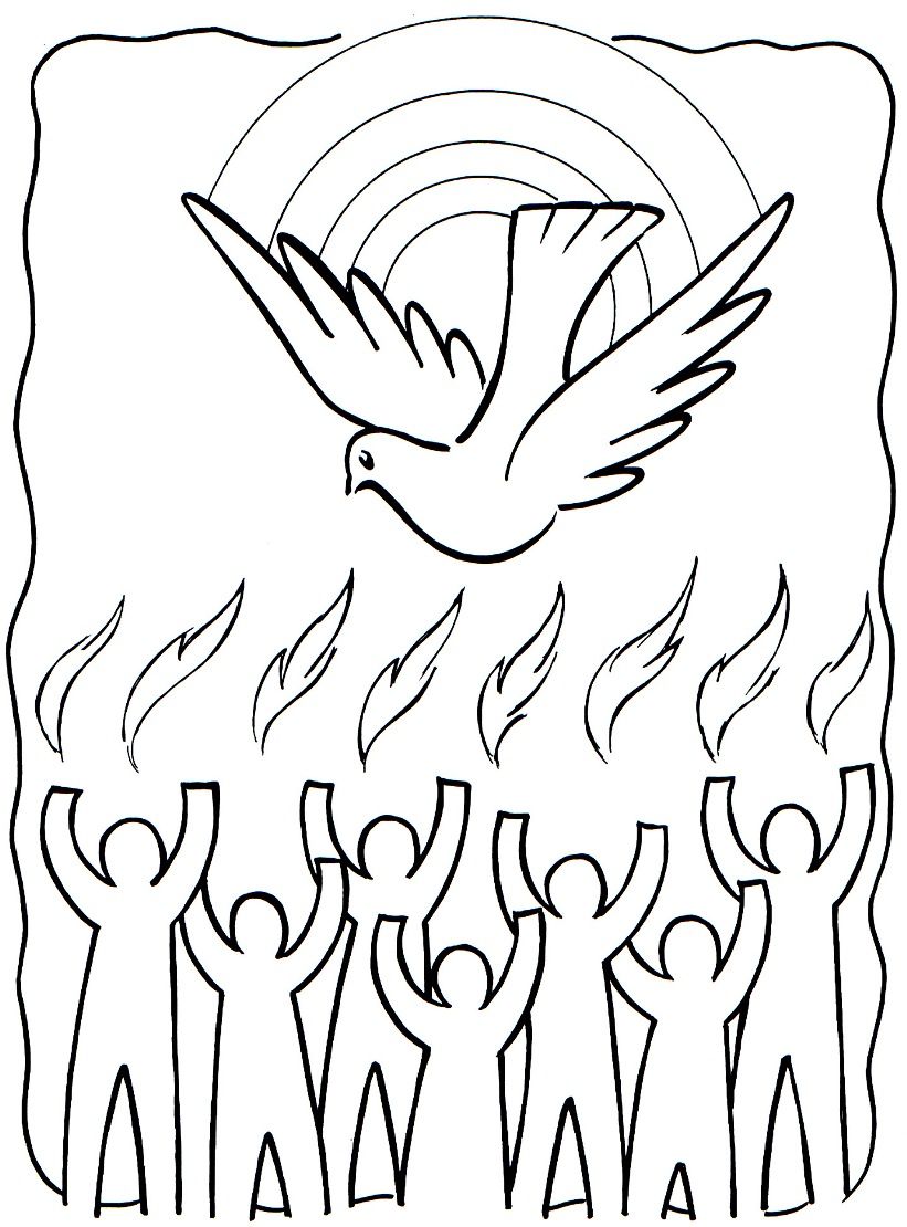 Tongues of fire coloring. Pentecost clipart colour