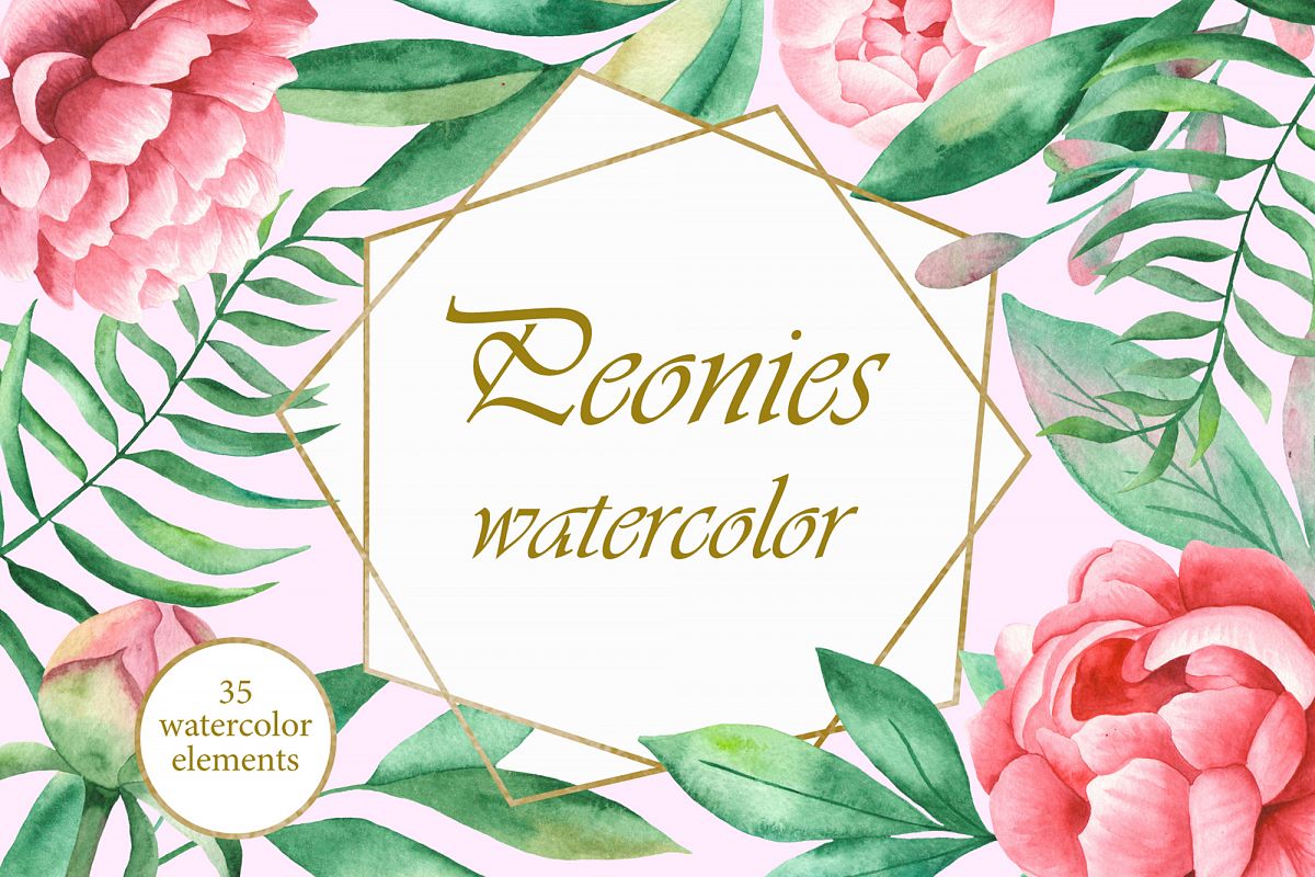 Peonies clipart peony wreath. Watercolor wreaths frames patterns