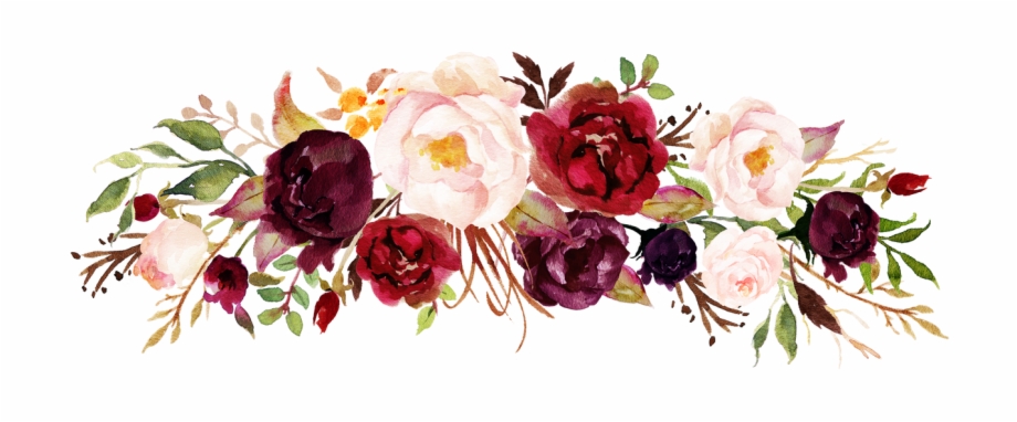 Burgundy floral border png. Peony clipart swag
