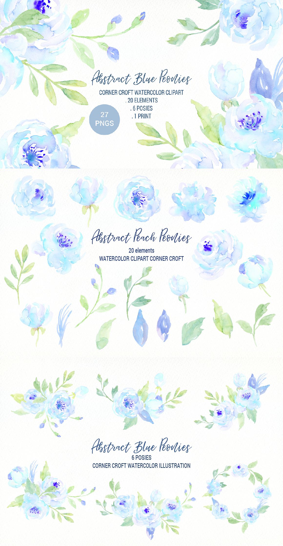 Peonies clipart watercolor abstract. Watercolr blue flower arrangements