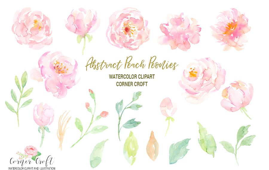Peonies clipart watercolor abstract. Free peach journaling 