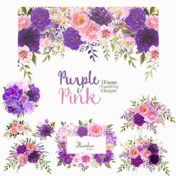 And pink amethyst bouquets. Peony clipart purple peony