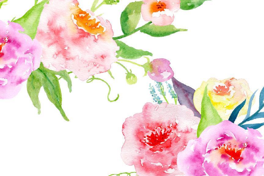 Peony composition pink light. Peonies clipart watercolor abstract
