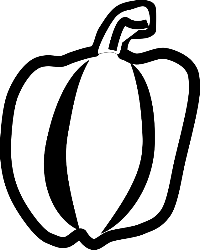 Green pepper line art. Peppers clipart black and white