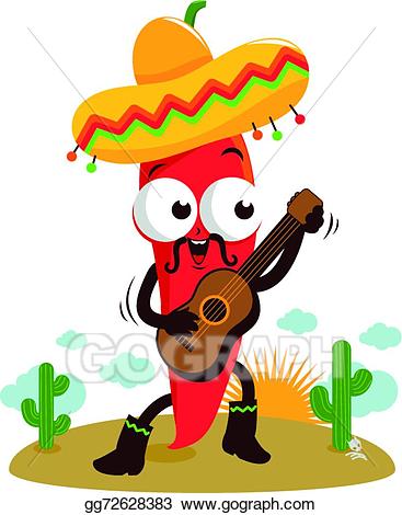 Pepper clipart dancing. Eps vector mariachi chili