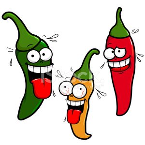 Pepper clipart three. Cartoon hot chili peppers