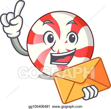 Peppermint clipart cnady. Vector stock with envelope