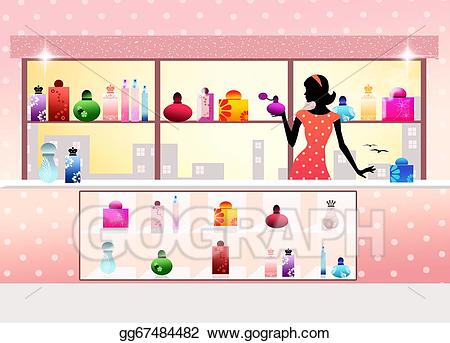 Stock illustration shop art. Perfume clipart perfume store