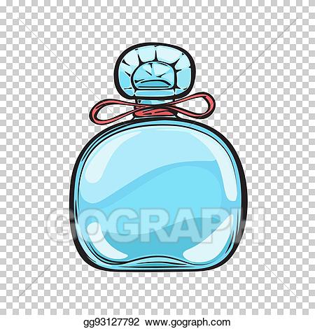 Vector blue glass bottle. Perfume clipart pleasant smell
