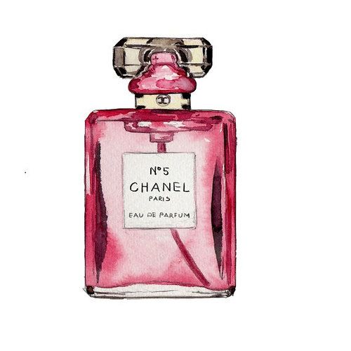 Chanel bottle printables and. Perfume clipart watercolor