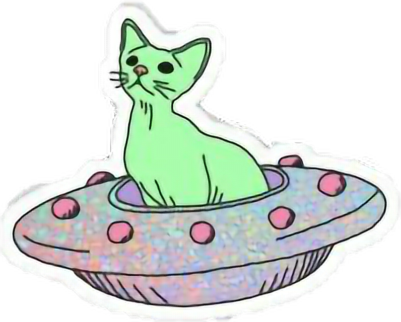 Cat alien tumblrfreetoedit. Ufo clipart green