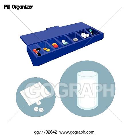 Pharmacy clipart pill container. Vector illustration organizer for