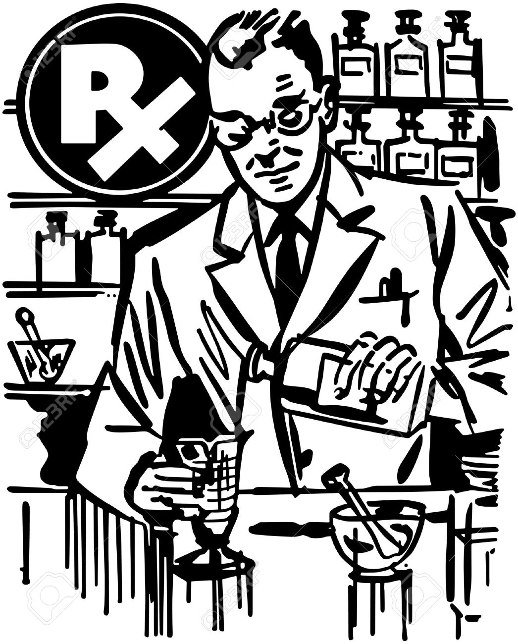 pharmacy clipart black and white